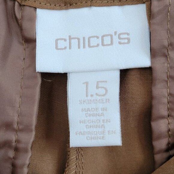 Chico's Front Pleated Skimmer Ankle Pants SZ 10 Tencel Brown Lightweight Flowy - Picture 7 of 9